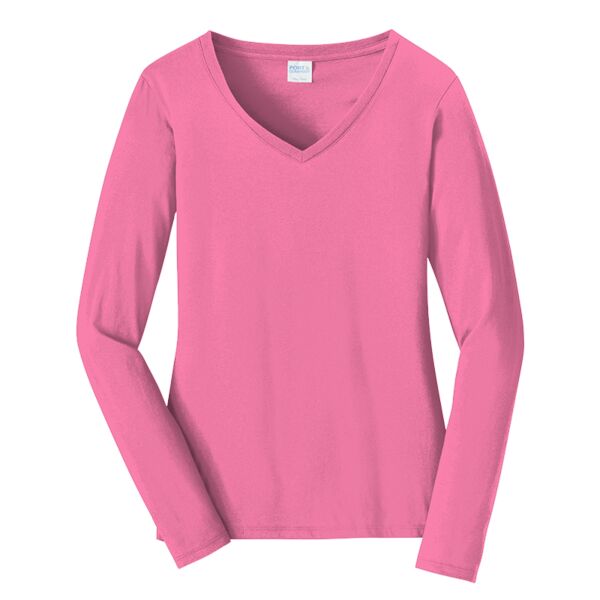 Ladies Long Sleeve Fan Favorite V Neck Tee Thumbnail