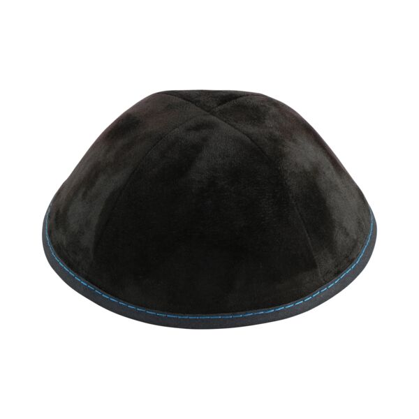 Black Suede with Blue Stitching Yarmulka Thumbnail