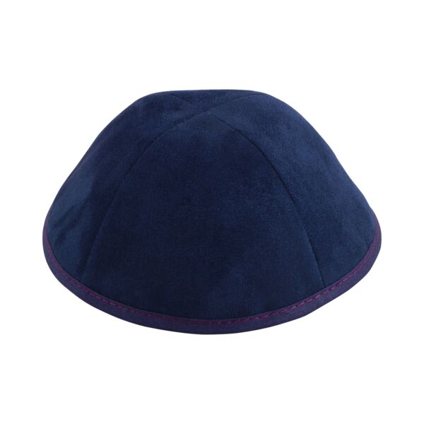 Navy Suede with Maroon Stitching Yarmulka Thumbnail