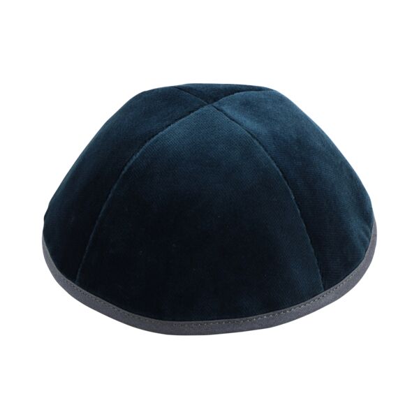 Teal Velour with Dark Grey Rim Yarmulka Thumbnail