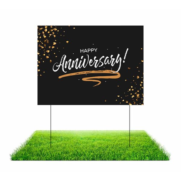 Black Happy Anniversary Lawn Sign Thumbnail