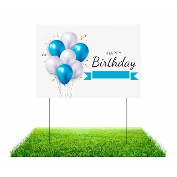 Blue Happy Birthday Lawn Sign Thumbnail