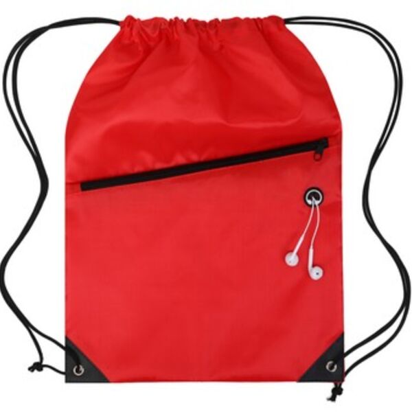 Drawstring Backpack with Front Zipper Pocket Thumbnail
