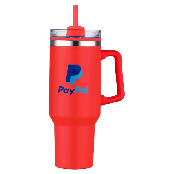 40 oz PP Lined Double Wall Tumbler With Handle & Straw Thumbnail