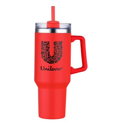 40 oz Double Wall Tumbler With Handle and Straw Thumbnail