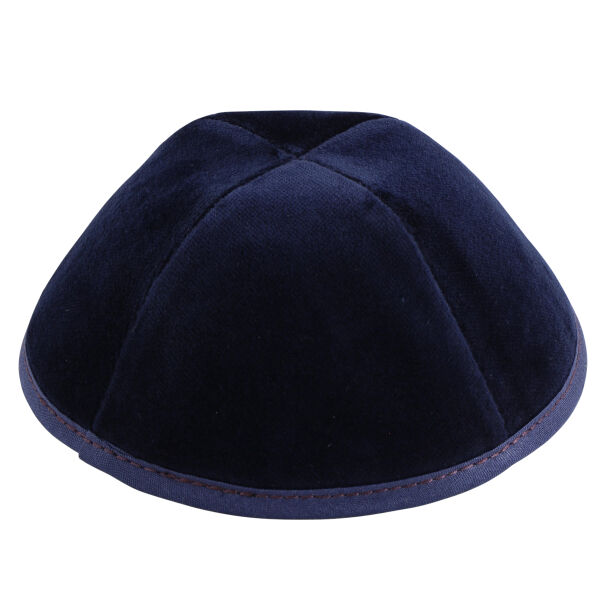 TSC - Navy Velvet with Maroon Stitching Yarmulka Thumbnail