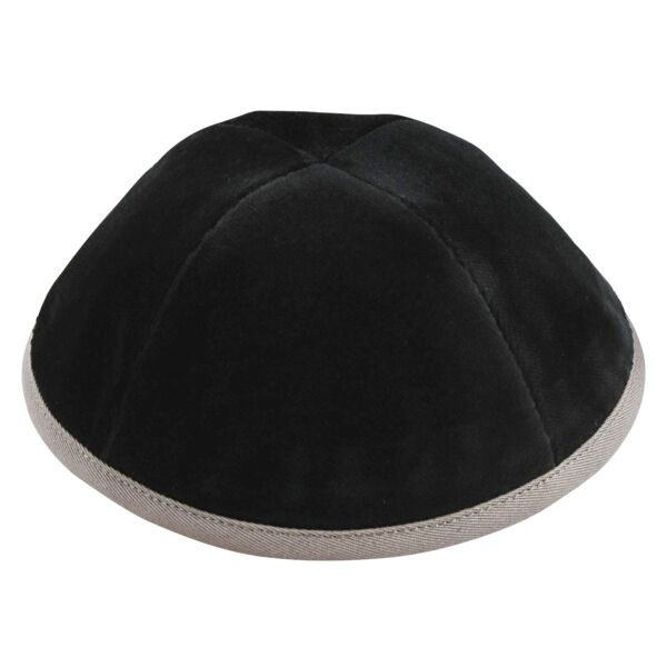 TSC - Grey Velvet with Taupe Rim Yarmulka Thumbnail