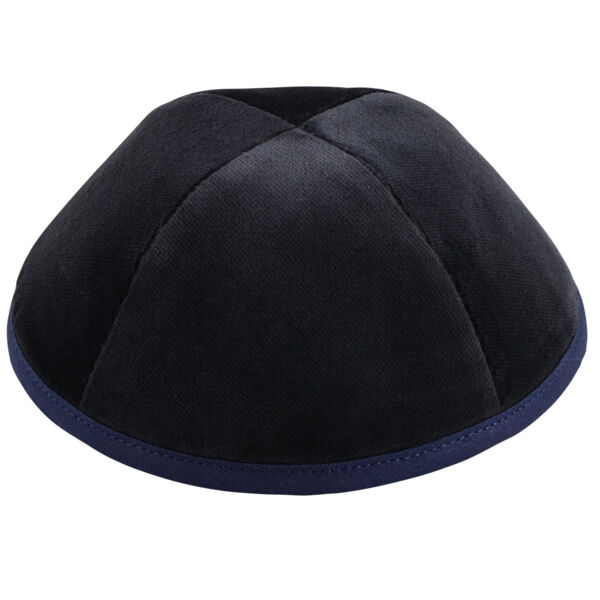 TSC - Grey Velvet with Navy Rim Yarmulka Thumbnail