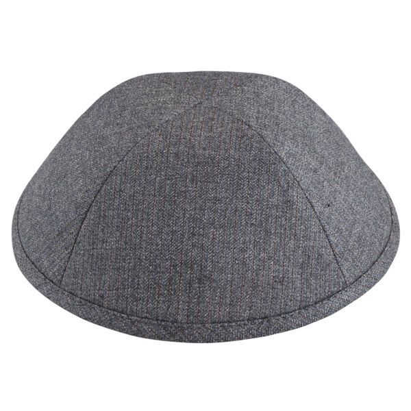 TCS - Light Grey Heather Suit with Maroon Pinstripe Yarmulka Thumbnail