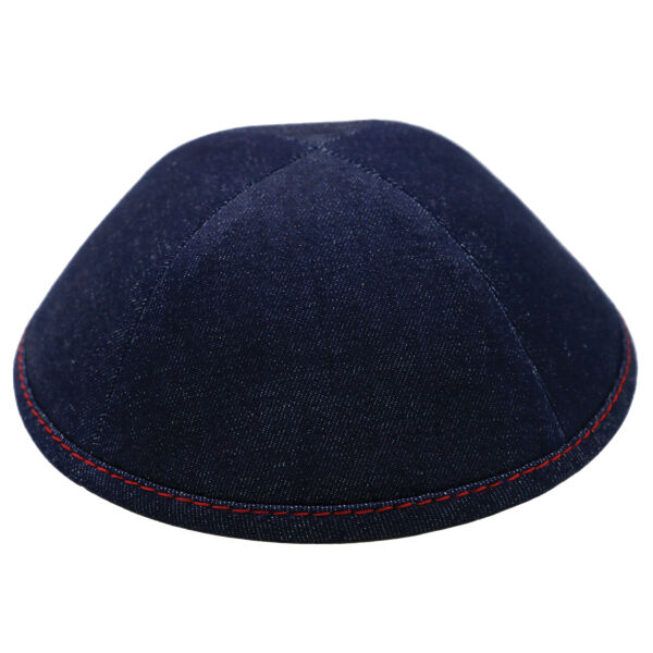 TCS - Dark Blue Denim with Red Stitching Yarmulka Thumbnail