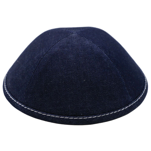 TCS - Dark Blue Denim with White Stitching Yarmulka Thumbnail
