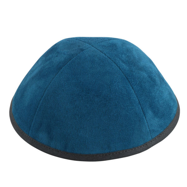 TCS - Teal Suede with Grey Rim Yarmulka Thumbnail