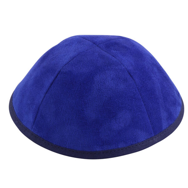 TCS - Royal Blue Suede with Navy Rim Yarmulka Thumbnail