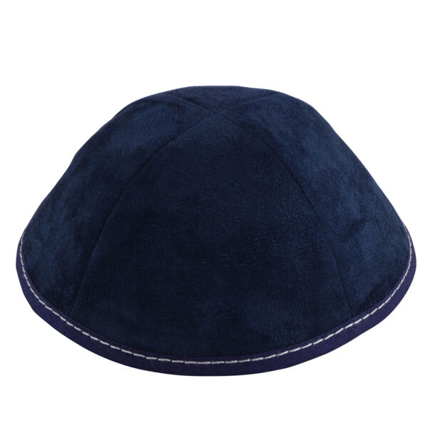 TCS - Navy Suede with Grey Stitching Yarmulka Thumbnail