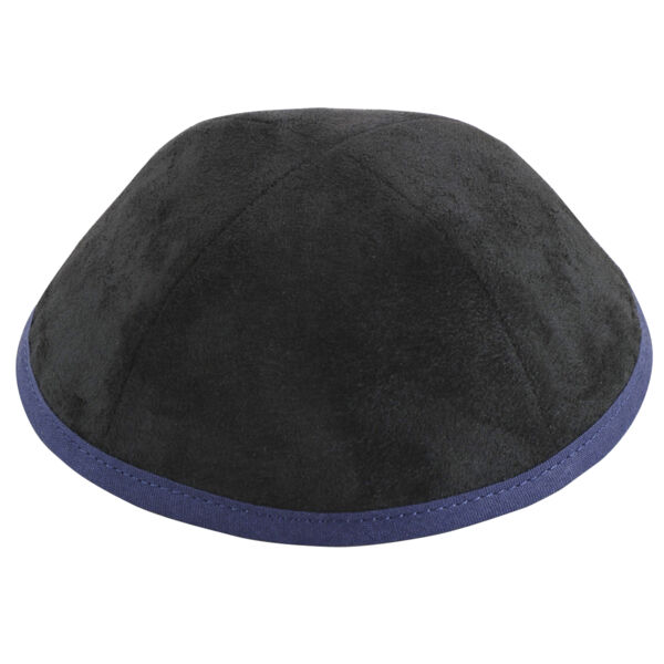 TCS - Grey Suede with Navy Rim Yarmulka Thumbnail