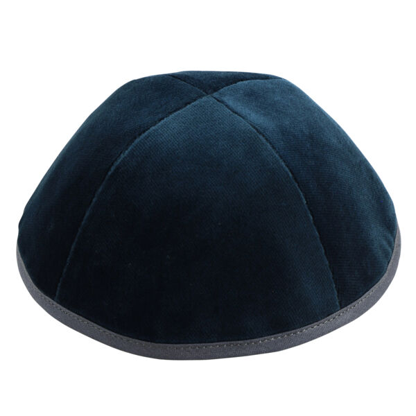 Teal Velour with Dark Grey Rim Yarmulka Thumbnail