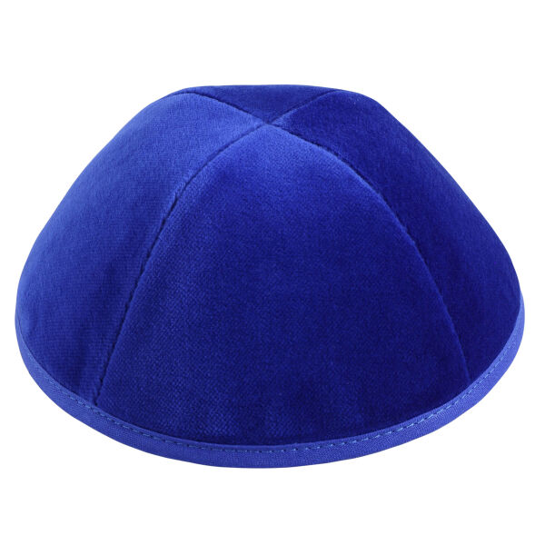 Royal Blue Velour Yarmulka Thumbnail