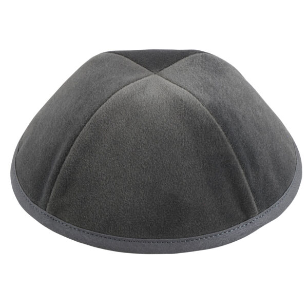 Light Grey Velour Yarmulka Thumbnail