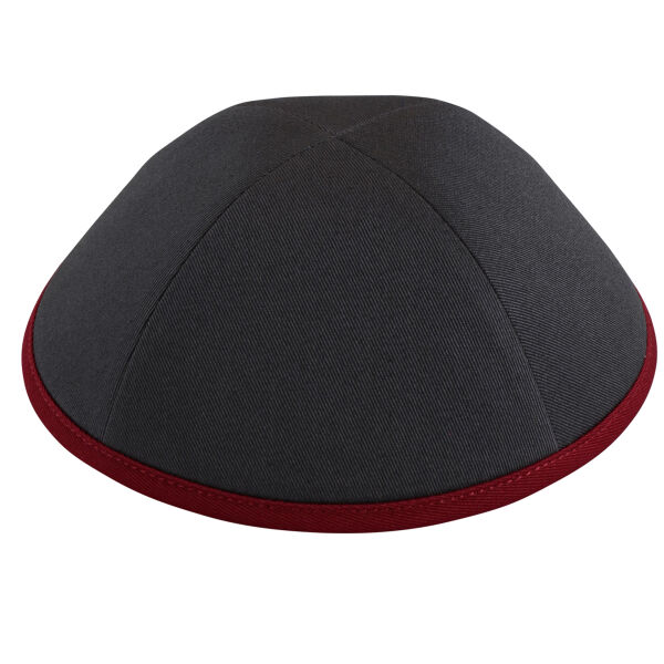 Grey Cotton with Red Rim Yarmulka Thumbnail